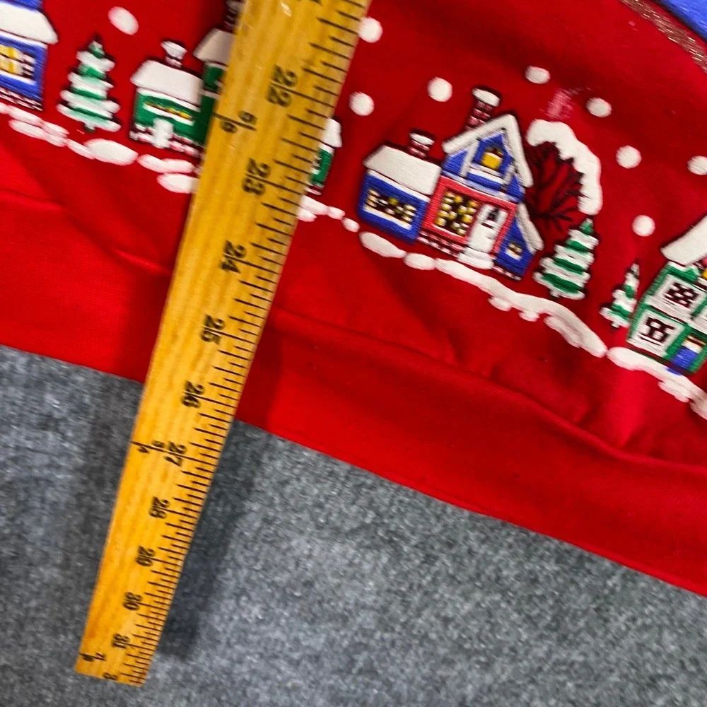 Holiday Time Mens Red Santa Puff Print Christmas Sweatshirt XL Made in USA